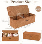 2Pcs Wicker Storage Basket with Lid, Toilet Tank Basket with Lid, Decorative Seagrass Storage Baskets for Shelf Bathroom Toilet Table - Image 2
