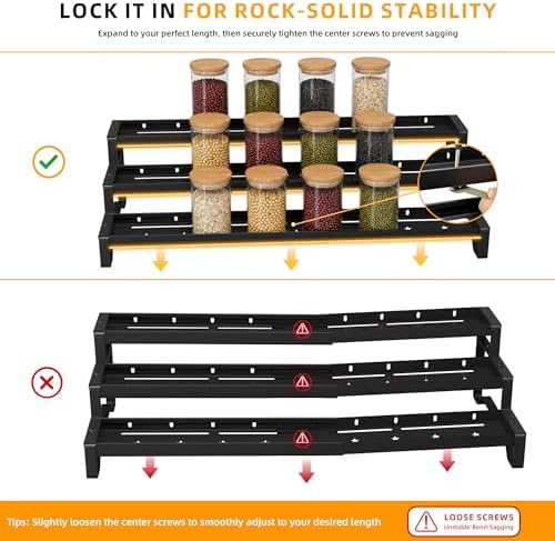 2 Pack Spice Rack Organizer for Cabinet, 13-21.5" Expandable Spicy Shelf - Image 6