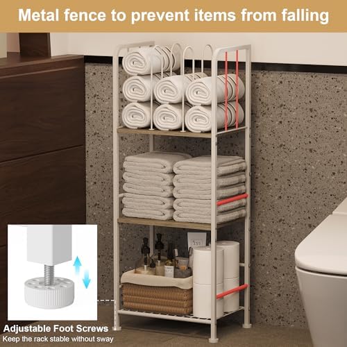 3-Tier Freestanding Towel Racks for Bathroom, White Towel Rack Stand - Image 5