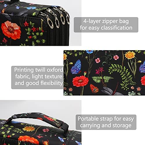 Vomgomfom 300 Slots Marker Case 4-Layer PU Leather, Handle, Black - Image 6