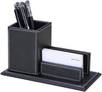 KINGFOM 5PCS Desk Organizer and Accessories Set, Pu Leather Office Supplies with Multifunction Desktop Organizer Storage Box, Tissue Holder, Mouse Pad, Note Paper Holder, Pencil Holder for Desk Black - Image 5