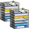 7 Tier Paper Organizer for Desk with Mesh Letter Trays and Handle 2 Pack by Unknown