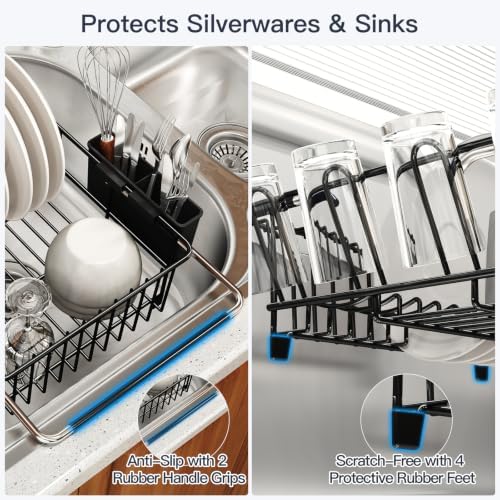 MAJALiS Expandable Dish Drying Rack Over Sink with Extra Drainboard - Image 5