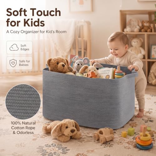 OIASKET 118L Extra Large Blanket Basket, 24.8" x 17.7" x 17.2" Woven Basket - Image 4