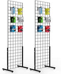 Bonnlo 2' x 6' Standing Grid Panel Tower, Thicker 5mm Wire, 180 LBS Weight Capacity Grid Wall with T-Legs, Grid Rack for Retail Display with Extra Hooks (2) by Bonnlo