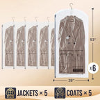 TAILI Hanging Vacuum Storage Bags Clothes, Coats, Jackets,6 Jumbo Clear - Image 2