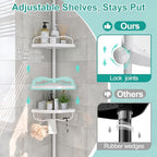 Corner Shower Caddy:125" Adjustable Inside Tension Shower Organizer Tension Pole,Rustproof Bathroom Organizer Shelves for Bathtub Shampoo Conditioner Storage,Floor to Ceiling Standing Showering Rack - Image 3
