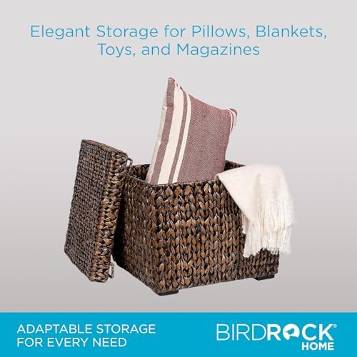 BIRDROCK HOME Large Storage Box with Lid - 18"x17" Handwoven Seagrass Storage Baskets for Home Organizing - Sturdy Metal Frame Wicker Basket with Lid for Living Room, Office & Bathroom - Image 6
