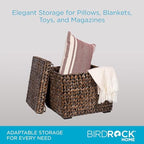 BIRDROCK HOME Large Storage Box with Lid - 18"x17" Handwoven Seagrass Storage Baskets for Home Organizing - Sturdy Metal Frame Wicker Basket with Lid for Living Room, Office & Bathroom - Image 6