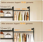 ONBRILL H3 Expandable Wall Mounted Closet System, Heavy Duty Clothing Rack - Image 4