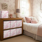 Geelin 6 Pcs Pink Floral Cube Storage Bins 11 in Storage Basket with Handle - Image 6