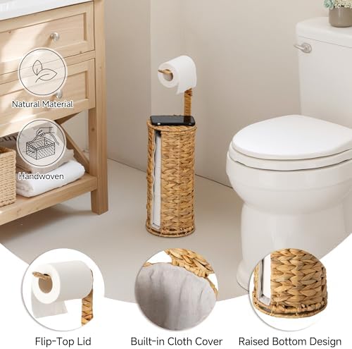 StorageWorks Toilet Paper Holder Stand with Covered, Toilet Paper Stand - Image 4