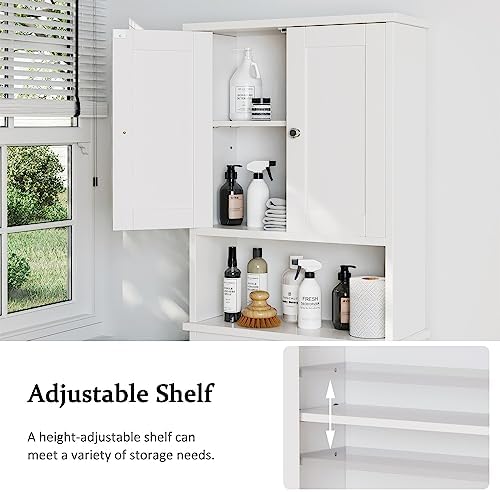 Over the Toilet Storage Cabinet, Bathroom Storage Cabinet White Organizer Over Toilet, Bathroom Space Saver with Adjustable Shelf, White - Image 4