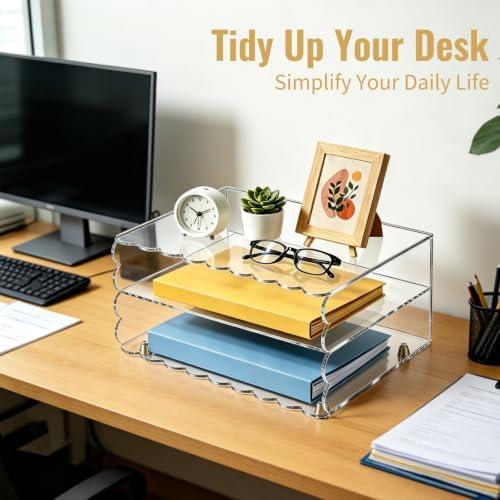Acrylic Desk Organizer, Clear Acrylic Paper Organizer Letter Tray - Image 6