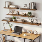Dreamland 32inch Floating Shelves for Wall, Rustic Brown Floating Shelves for Bathroom|Bedroom|Kitchen, Deep Wall Mounted Book Shelf, Wood Storage Display Shelf for Home Decor, Set of 2 - Image 5