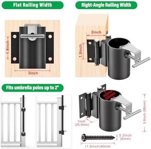 Deck Railing Umbrella Holder for 1-2" Patio Umbrella Poles - Image 2