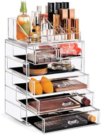 Sorbus Makeup Organizer, 6-Drawer Acrylic 2-Piece Set (Clear) by Sorbus