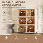 Purse Organizer for Closet, Handbag Storage, Brown 3-Tier 6-Cubby - Image 3