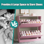 Xixini Shoe Storage Cabinet for Entryway with 2 Flip Drawers, Wood Freestanding Hidden Shoe Storage, Narrow Slim Sturdy Shoe Organizer for Front Door Entrance, Living Room, Hallway, Bedroom, Pink - Image 5