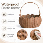 Large Wicker Picnic Basket, Handwoven Garden Harvest Basket for Gathering Vegetables Flowers Fruits, Woven Rattan Style Basket with Handles for Picnic Outdoor Storage Gardening Organization - Image 7