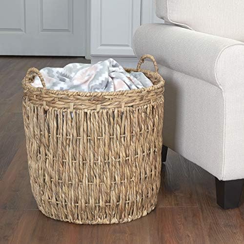 Household Essentials Tall Wicker Floor Basket, Woven Decorative Basket with Handles, Handmade, Great for Laundry and Storage, Natural - Image 6