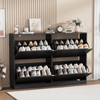 Black Hidden Shoe Storage Cabinet for Entryway with 4 Flip Drawers - Image 3