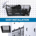 Sieral 4 Pcs Metal Pegboard Baskets Wire Organizer, Small, Large, Black - Image 3