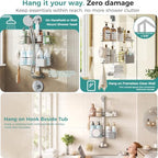 Adjustable Shower Caddy Hanging Over Shower Head, Storage Organizer Rack - Image 3