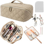 Hair Tools Travel Bag 5-Piece Set with Heat Resistant Mat Insulated Pouch and 2 Cord Straps, Large Fabric Organizer for Hot Brush Curling Iron Flat Iron Hair Dryer, Available in Camel by Unknown