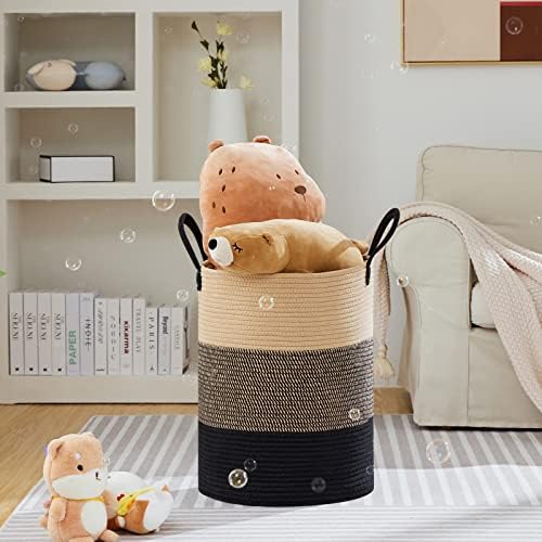 VIPOSCO 100L Extra Large Woven Laundry Basket Hamper, Brown Black - Image 2