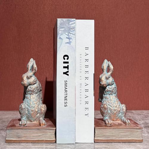 Book Ends for Shelves to Hold Books Hevay Duty,Decorative Rabbit Bookends by Mervkis