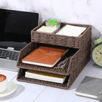 Geelin 3 Pack Paper Rope Woven Stackable Letter Paper Tray, Brown - Image 6