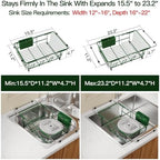 MAJALiS Green Expandable Dish Drying Rack Over Sink with Extra Drainboard - Image 3