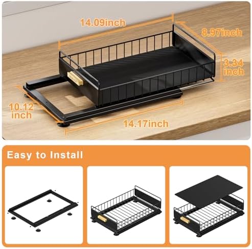 Under Sink Organizer, 2 Packs Under Sink Organizers and Storage, Slide Out Pull Out Cabinet Organizer Shelf with Metal Drawers for Kitchen Bathroom Pantry, Black - Image 3
