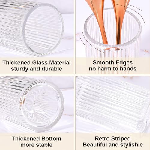 DASITON Makeup Brush Holder Organizer, Crystal Glass Makeup Brushes Storage Holder, Vintage Make Up Brush Cup for Vanity, Pen Pencil Holder for Desk, Toothbrush Holders for Bathroom (Clear SL) - Image 6