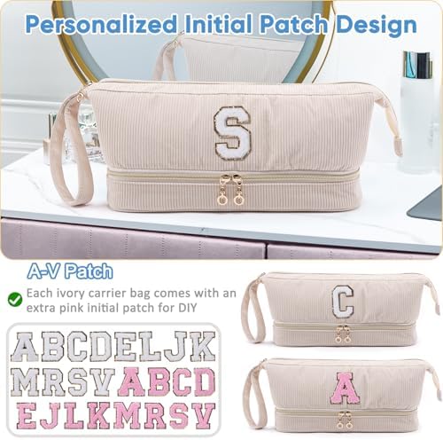 Initial Personalized Hair Dryer Case,Double-Layer Hair Tools Travel Carrying Case for Shark FlexStyle/SmoothStyle with Hair Dryer Bag - Hair Air Wrap Dryer Case Flat Curling Iron Travel Organizer - Image 3