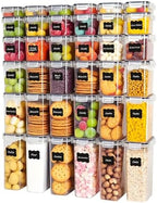 36 PCS Airtight Food Storage Containers with Lids, Plastic Kitchen and Organization Canisters for Cereal, Dry Food, Flour and Sugar, BPA-Free, PVC-Free, Includes Labels & Marker by Asnews