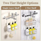 DELLAN Hanging Shower Caddy, 2-Tier Shower Rack with Hooks Over the Door - Image 4