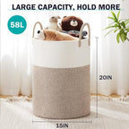 YOUDENOVA Woven Rope Laundry Hamper Basket, 58L Tall Laundry Basket - Image 2