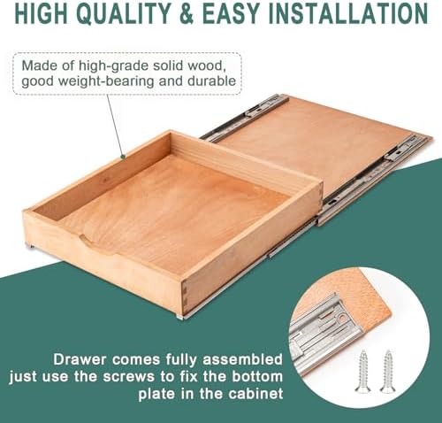 Fully Assembled Pull Out Cabinet Drawer, Wood Pull Out Cabinet Organizer, Soft Close Slide Out Pull Out Drawers for Kitchen Cabinets, Fast and Easy DIY Installation, 21”W x 21”D - Image 5