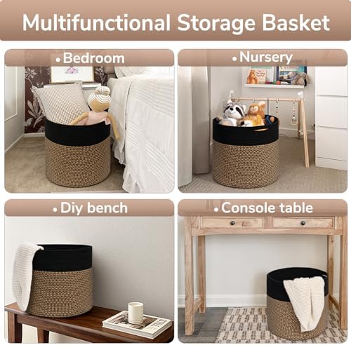 Goodpick Wicker Blanket Basket Living Room, Toy Storage for Playroom, 45L - Image 4