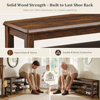 Taitiy Shoe Bench with 3 Tier Adjustable Shelves Rubberwood Entryway 47.2'' - Image 6