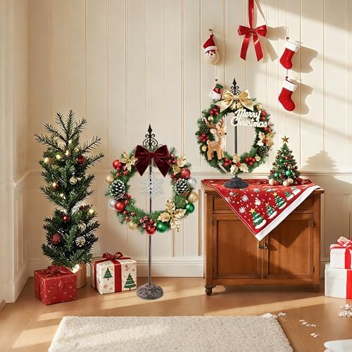 Display Stand for Wreath Handbag Purse Standing Metal Wreath Hanger Holder - Image 2