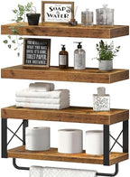 QEEIG Bathroom Shelves Over Toilet (Brown, Set of 3, 15.7") by QEEIG