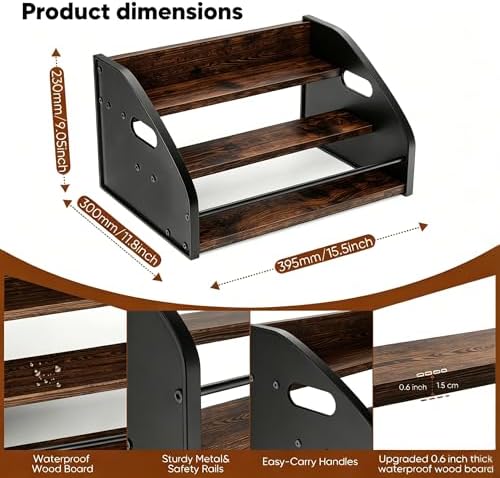 3-Tier Coffee Syrup Rack with Easy-Carry Handles | Retro Large Countertop Bottle Organizer Shelf |15 Syrup Bottles Holder | Sturdy Freestanding Bar Stand for Coffee, Whiskey & Spirits - Image 4