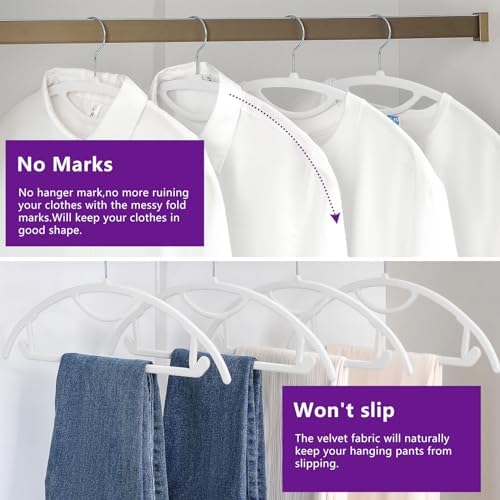 MIZGI Premium Velvet Hangers 50-Pack,No Shoulder Bump Hangers W/Tie Bar Ultra Thin Space Saving Non Slip Hanger Heavy Duty Felt Rounded Clothes Hanger for Sweaters,Coat,Jackets,Pants,Shirts - Image 3