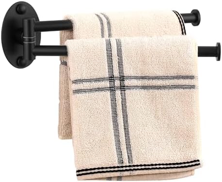 KES Swivel Towel Bar 9-Inch, for Kitchen and Bathroom, Black, Wall Mount by KES