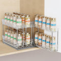 Mystozer Pull Out Spice Rack Organizer for Cabinet, Slide Out Spice Racks Organizer, Easy to Install Spice Cabinet Organizers, 8.5''Wx10.5''Dx8.3''H, 3 Drawers - 2 Tiers (Clear) by Mystozer