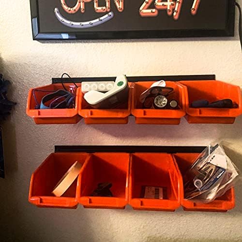 Wallmaster 8-Bin Storage Bins Garage Rack System 2-Tier Orange Tool Organizers Cube Baskets Wall Mount Organizations (Orange) (Pack of 2) - Image 6