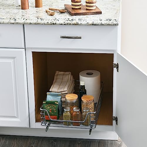Household Essentials Chrome-Plated Steel Pull-Out Basket Organizer - Image 2
